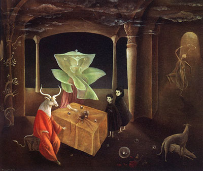 Título: And then we saw the daughter of the minotaur (1953) de Leonora Carrington. 