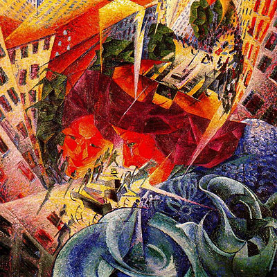 Título: Visioni simultanee (1911) de Umberto Boccioni.