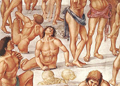 Luca Signorelli, The Resurrection of the Flesh. Detail. 1499-1502. Fresco, Chapel of San Brizio, Duomo di Orvieto.