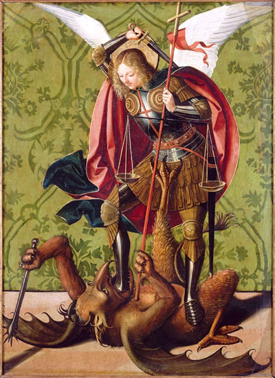 San Miguel derribando al demonio, de Josse Lieferinxe.