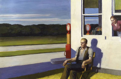 Edward Hopper, Carretera de cuatro carriles, 1956.