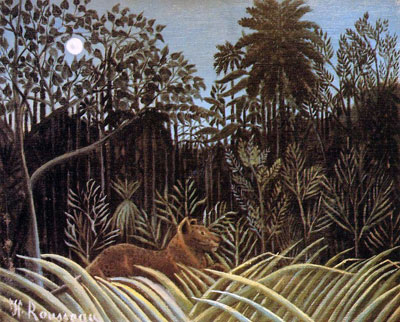 Henri Julien Félix Rousseau. Jungle with lion, 1910